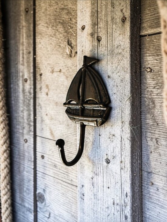 The Unbranded Brand Other - Cast Iron Heavy Bronze Nautical Sailboat Wall 6.5" x 3.75" Coat Hook Decor